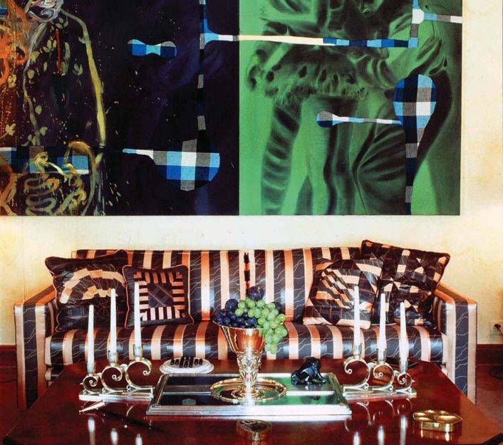 Private Lives Interior Design Portfolio -  Contemporary - Bold striped sofa and modern art