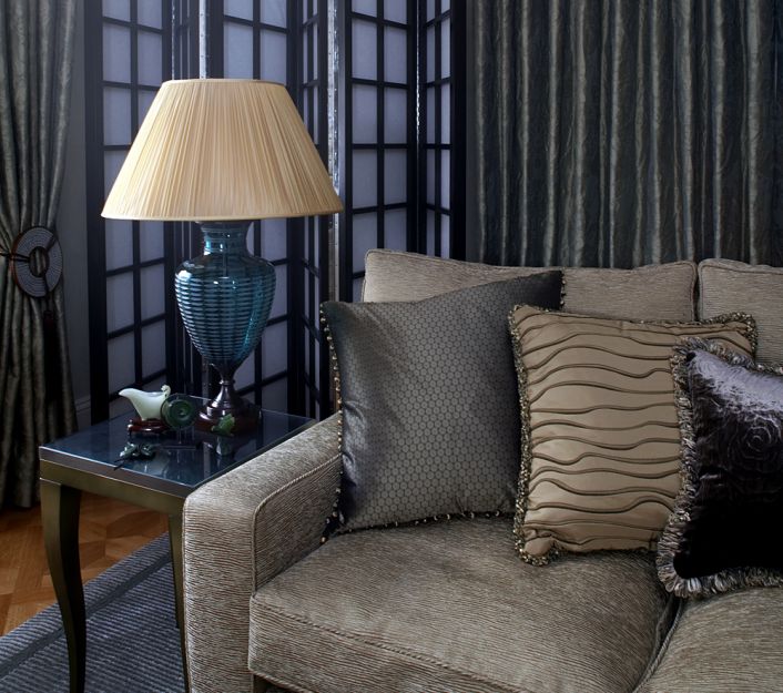 Private Lives Interior Design Portfolio -  Contemporary - Textured cushions on velvet sofa