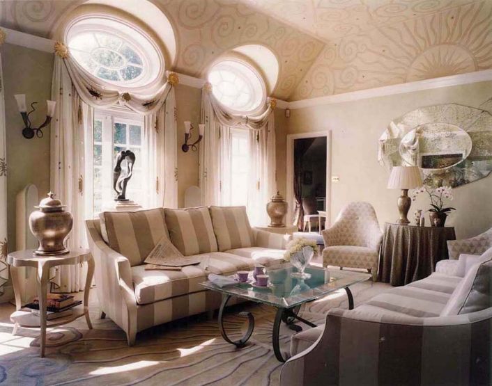 Private Lives Interior Design Portfolio -  Contemporary - Vaulted ceiling with hand painted design