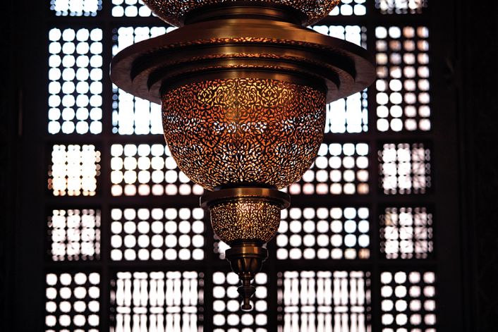 Private Lives Interior Design Portfolio -  Detail - Moroccan handmade lantern and masharabiya screen