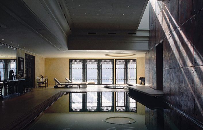 Private Lives Interior Design Portfolio -  International - Copper iron and stone in spa setting