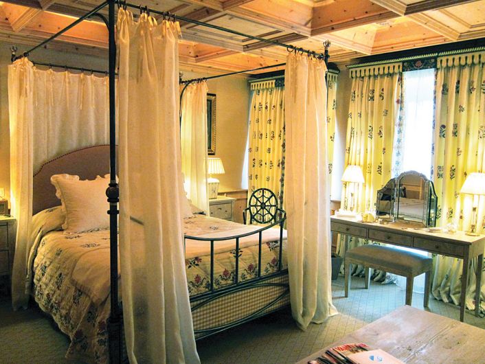 Private Lives Interior Design Portfolio -  International - Swiss style ceiling and four poster bed